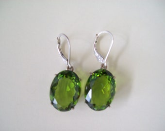 Sterling Silver Earrings - Peridot Green