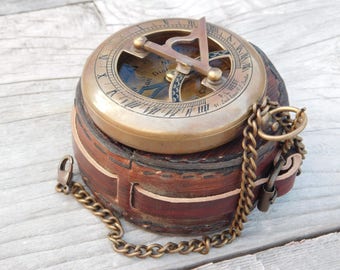 Sundial Compass, Nautical Compass, Personalized Compass, Mens Gift, Groomsmen Gift, Wedding Gift, Hiking Gift, Corporate Gift, Engraved Gift