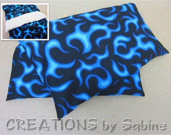Corn Pillow, Hot Cold Microwaveable Heating Pack washable cover / Therapy Pack / blue flames fire black hot cool / READY TO SHIP (524)