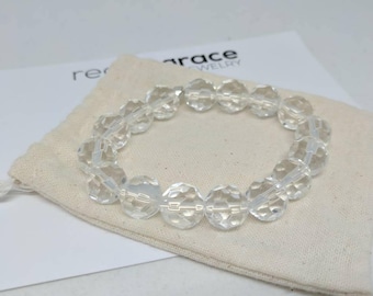 Chunky clear faceted glass stretch bracelet