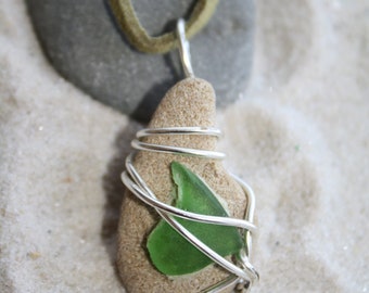 Beach Stone and Sea Glass Necklace