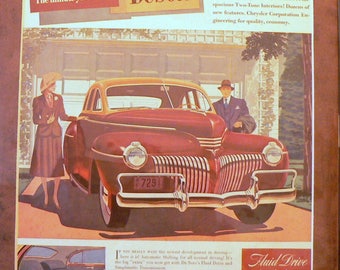 1941 DeSoto Car Ad Matted Vintage Print