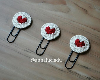 Ready to ship 3 pieces pack, Crochet heart,crochet bookmark, crochet valentines,crochet valentine,Valentine's Day, Valentine gift