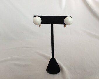 Vintage, Napier Signed, White Ball Earrings