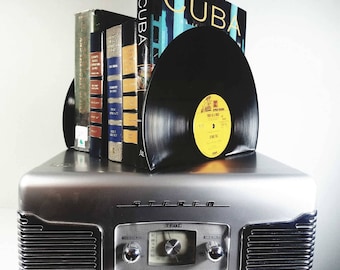 Vinyl Record Bookends - Vintage Bookends for the music enthusiast add charm & warmth to any room. Various Artists Vinyl Record Bookends.