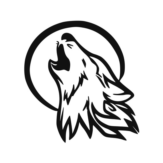 Howling Wolf Vinyl Decal For Trucks Cars Laptops with Moon