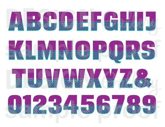 mermaid letters alphabet numbers bundle svg dxf cut files