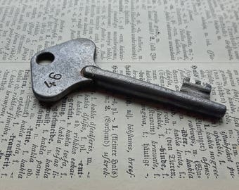 Big old metal skeleton key, rare antique large key, antique collectibles key 46 and 62, rustic home decor