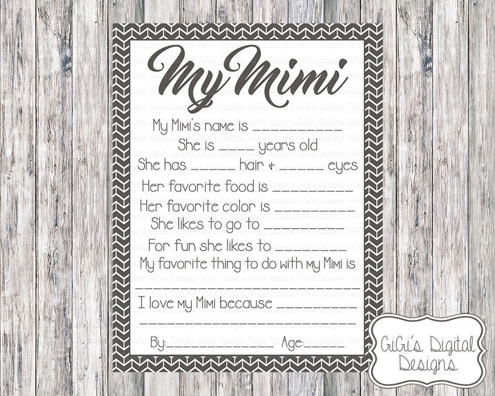Printable My Mimi Survey All about My Mimi Mimi Survey Mom