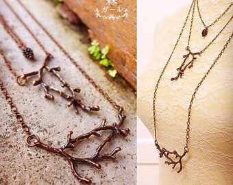 Twig Necklace, Twig Jewelry, Tree Branch Necklace, Coral Branch Necklace, Branch Jewelry, Nature Necklace, Bohemian Necklace, Forest Jewelry
