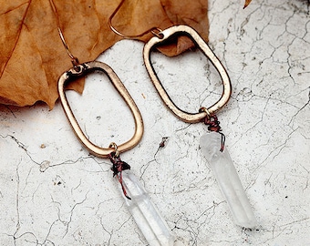 Natural Stone Quartz Crystal Earrings