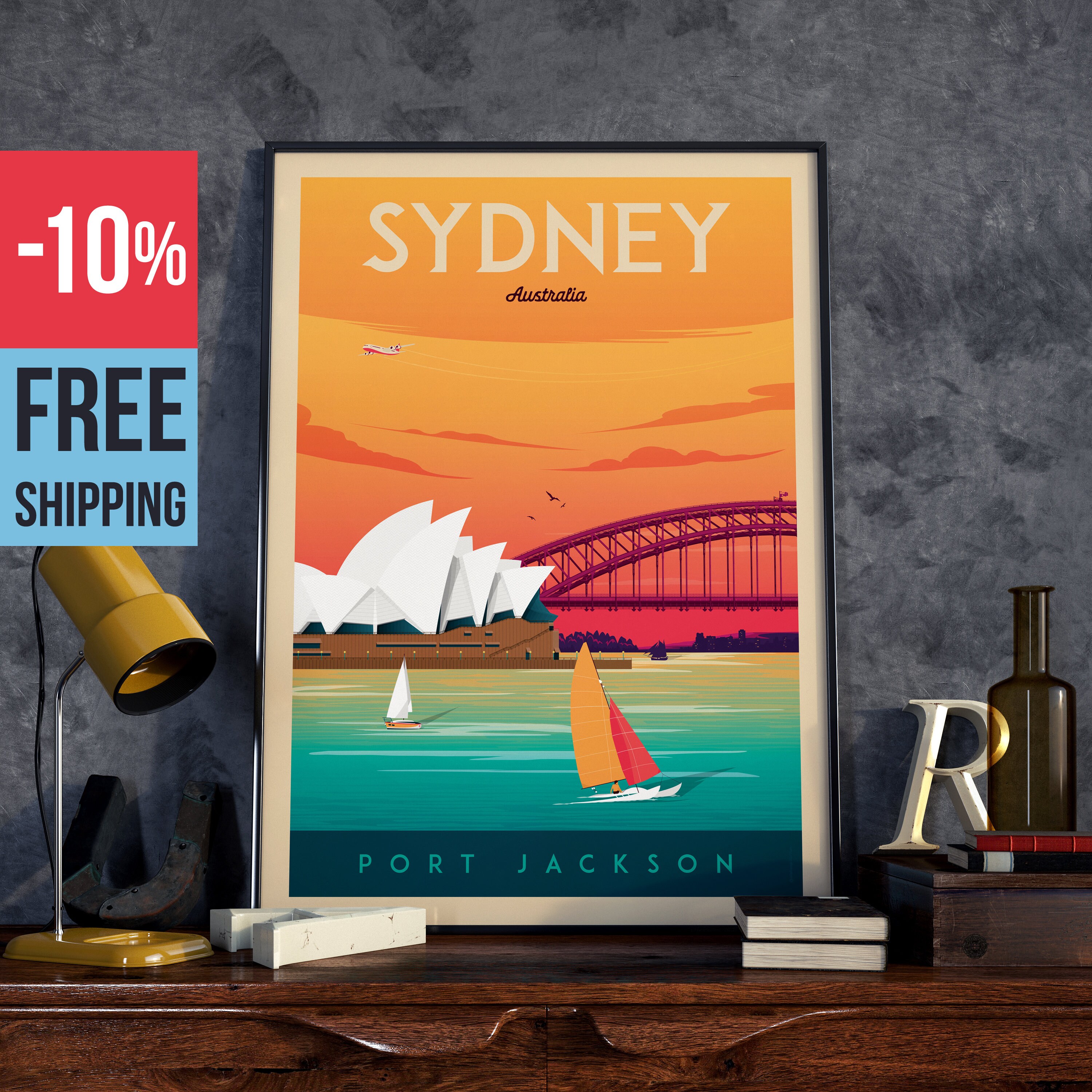 Sydney Australia Print - Sydney Vintage Travel Poster, vintage print ... Sydney Australia Print - Sydney Vintage Travel Poster, vintage print ...