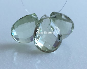 Green Amethyst Pear 16 x 12 MM Faceted Drops / Top Side Drilled / Briolette Drops / Prasiolite Drops. Price Per Drop.