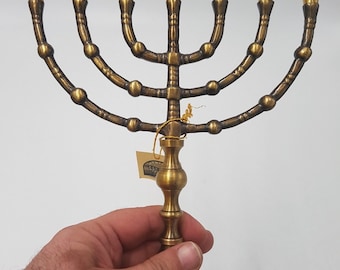 Messianic Brass Copper Menorah Menora 9.5" 24cm Israel Candle Holder From Israel