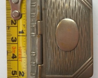 Vintage Metal Book Vesta Stamp Case