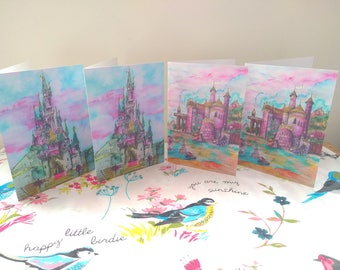 Sleeping Beauty's Castle / Mermaid's Castle Cards - A5 4 pack