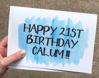 Blue personalised card, large blue card, custom blue card, 21st birthday card, special birthday card, 30th birthday card, 40th birthday card