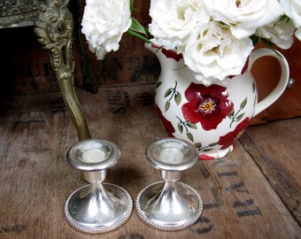 Silver Candlesticks, Vintage Candlesticks, Candle Holder, Pair Of Candlesticks, Small Candlesticks, Short Candlesticks, Old Candlesticks