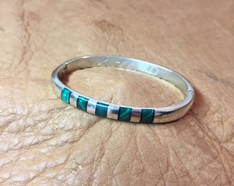 Sterling & Malachite Bangle Bracelet