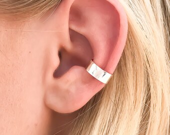 Hammered Ear Cuff, Sterling Silver Ear Cuff, No Pierce Earrings, Cartilage Earrings, Non Pierce Ear Cuff, Silver Ear Wrap