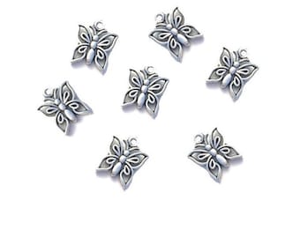 15MM Silver Butterfly Charms , 16 Pcs