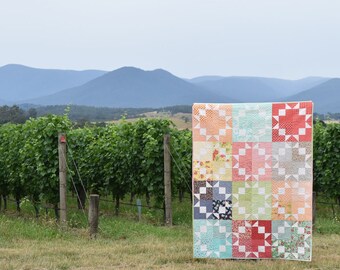 PDF Pattern for "Glow" Throw Single Twin Patchwork Quilt. Modern Classic Handmade Quilt instruction - make yourself