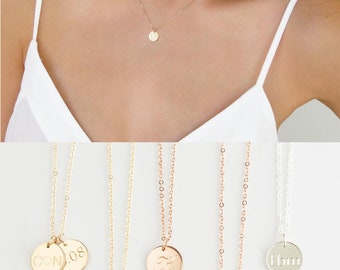 Initial Necklace,Gold, silver,Rose Gold Initial Necklace, Initial Pendant, Initial Disc Necklace, Gold Engraved Necklace, Gold Disc Necklace