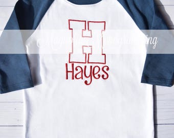 Boys Initial Raglan Shirt
