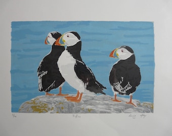 Puffins Original Screenprint