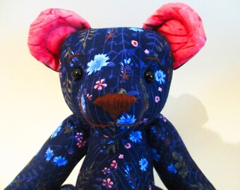 Floral teddy bear named Willow Imaginative toy, story time, soft toy, baby shower, nursery decoration, baby gift, child gift,