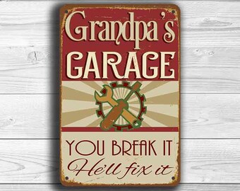 GRANDPAS GARAGE SIGN, Grandpas Garage Signs, Vintage style Grandpas Garage Sign, Grandpas Garage , Grandpa Gift, Gift for Grandpa, Grandpa