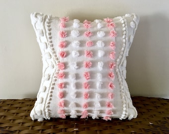 pink pillow cover 12 X 12 PINK POPS pink cushion cover, cottage chic shabby style, Valentine's Day pillow cover