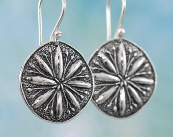 Sterling Silver Flower Earrings, Dangle Sterling Silver Earrings, Sterling Silver Dangle Earrings, Sterling Silver Jewelry, Organic Earrings