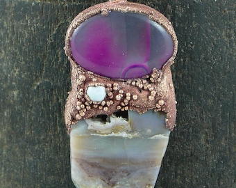 Copper Electroformed One Of A kind Gemstone Pendant