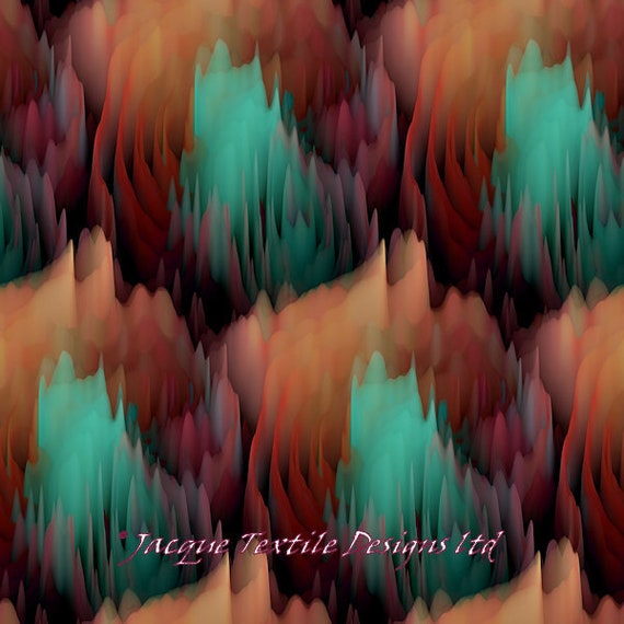 Layers Pedals Handmade Brown Turquoise Velvet Upholstery Fabric Fiber Art Modern Fabric