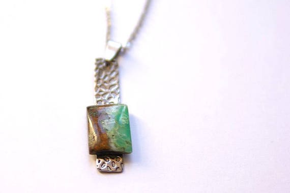 Natural Chrysoprase Jewelry, Gemstone Necklace, Pendant Cabochon, Heart Chakra, Chrysoprase Gift for Her, birthstone