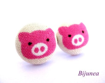Pig earrings - Pink pig stud earrings - Pig post earrings - Pink pig posts sf658