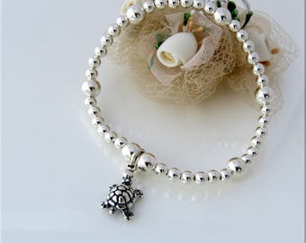 Sterling Silver Tortoise Bracelet, Tortoise Jewelry, Tortoise Gift for Her