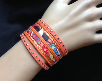 Bracelet - Ethnic style cuff orange