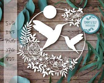Mummy and Baby Hummingbird Svg Dxf Png Pdf Jpg - Papercutting / Vinyl Template (Commercial Use)