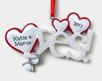 She Said Yes! - Engagement Personalized Ornament - Hand Personalized Christmas Ornament