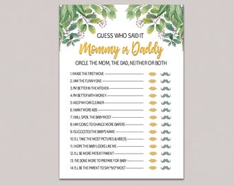 Mommy or daddy baby shower game printable Guessing game