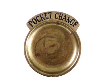 Vintage Brass Pocket Change Dish Metal Tray Catch All