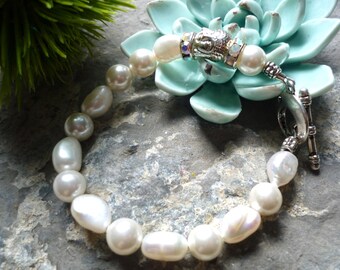 Freshwaterpearl f bracelet,, potato, freshwater pearl and bracelet, , 1930s bracelet for feminin vintage art deco, boho bracelet ,