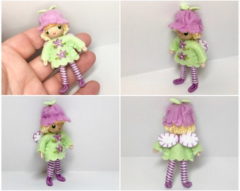 Fairy Bendy Doll by Princess Nimble-Thimble, Waldorf Felt Bendable DollHouse Doll- Small Felt Doll, Flower Fairy, Nature Table Decor