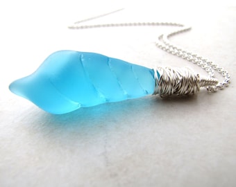 Sea Glass Seaglass Necklace Shell Seashell Beach Ocean Mermaid Aqua Turquoise Carribean