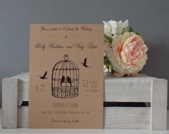 Vintage Birdcage Wedding Invitation, RSVP and Wedding Wish SAMPLE