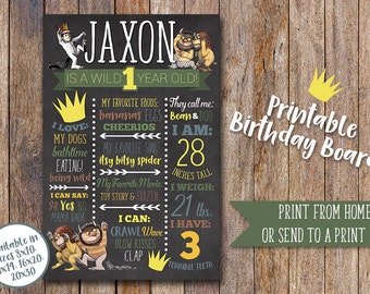Where the Wild Things are Birthday Board, First Birthday Board, Wild One, 1