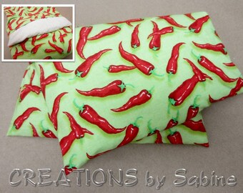 Corn Pillow Heating Pad Microwavable Pack washable cover therapy green red hot red chili peppers chilis Heat Therapy / READY TO SHIP (497)