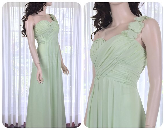  Sage  Bridesmaid  Dress  Flower Strap Light Green  Evening Dress 